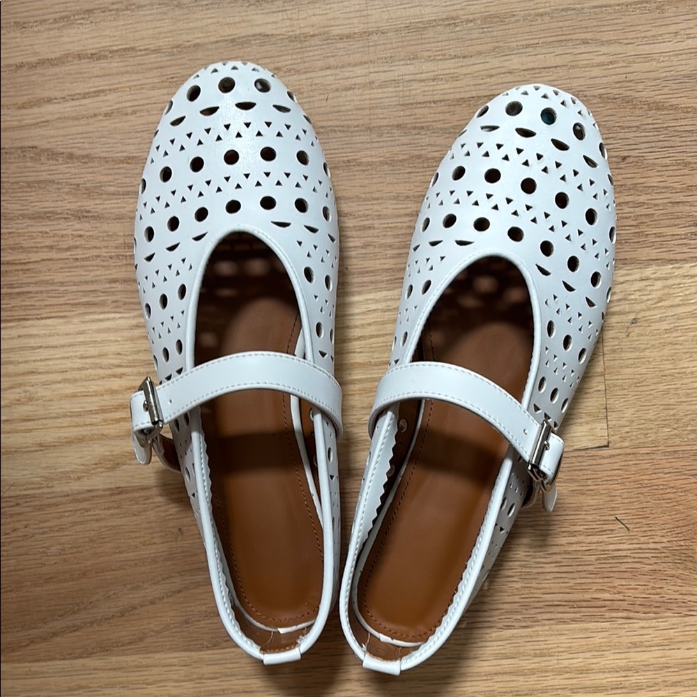 Amazon White Flats with Perforated Design